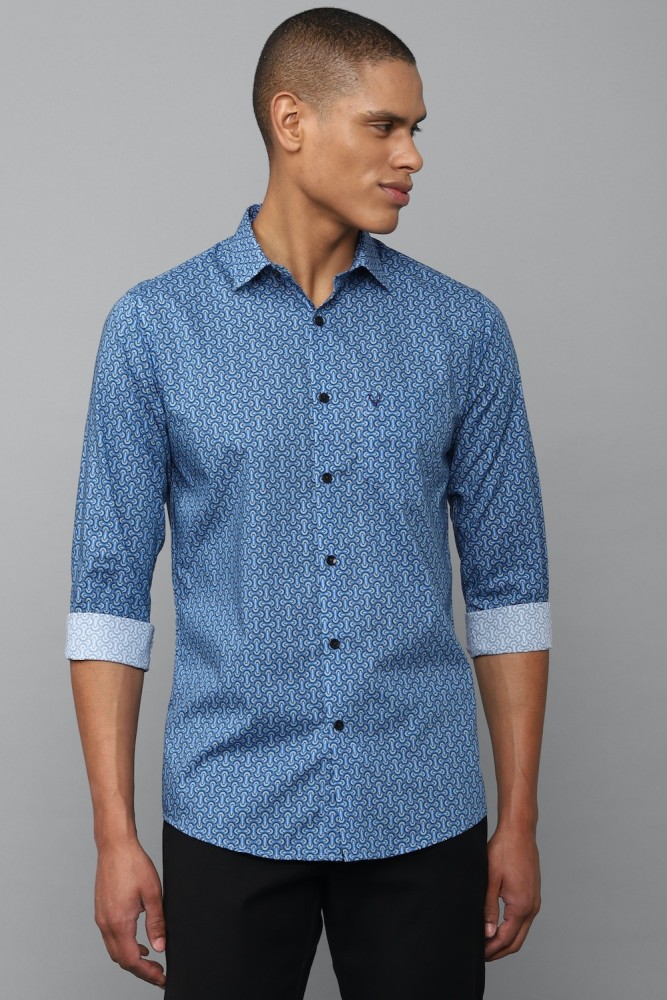 Allen Solly Men Printed Casual Blue Shirt - Buy Allen Solly Men Printed  Casual Blue Shirt Online at Best Prices in India