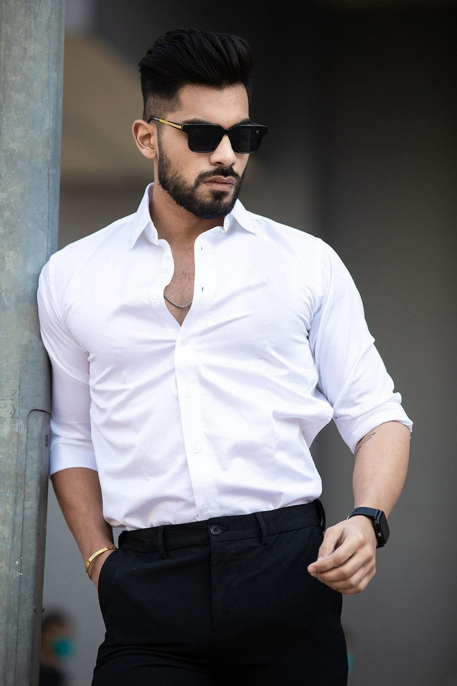MENZEISII Men Solid Formal White Shirt Buy MENZEISII Men Solid