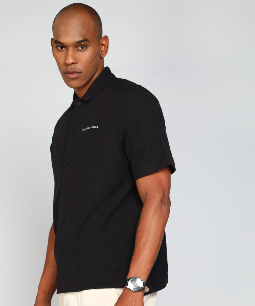 Buy Calvin Klein Jeans Men Solid Casual Black Shirt Online at Best