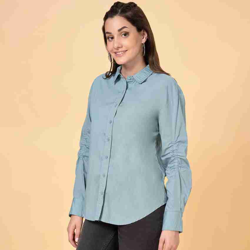 SF Jeans by Pantaloons Women Solid Casual Grey Shirt - Buy SF Jeans by  Pantaloons Women Solid Casual Grey Shirt Online at Best Prices in India