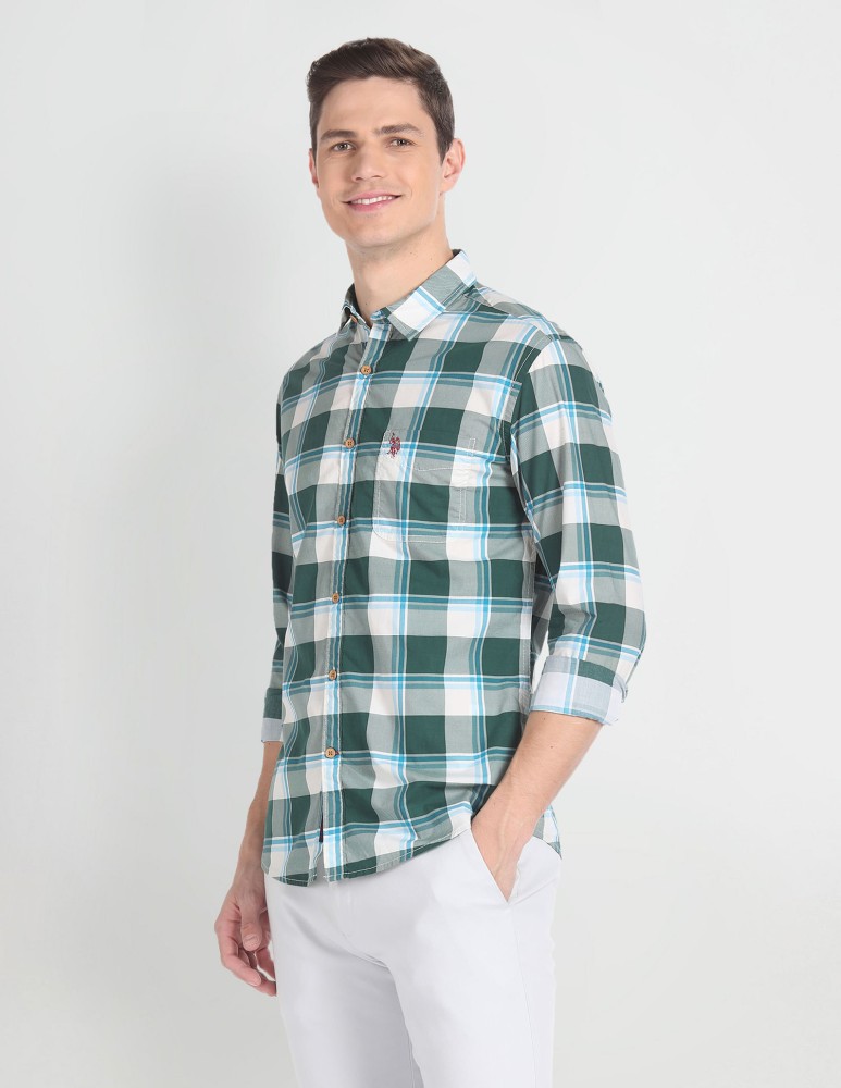 U.S. Polo Assn. Denim Co. Men Checkered Casual Grey Shirt