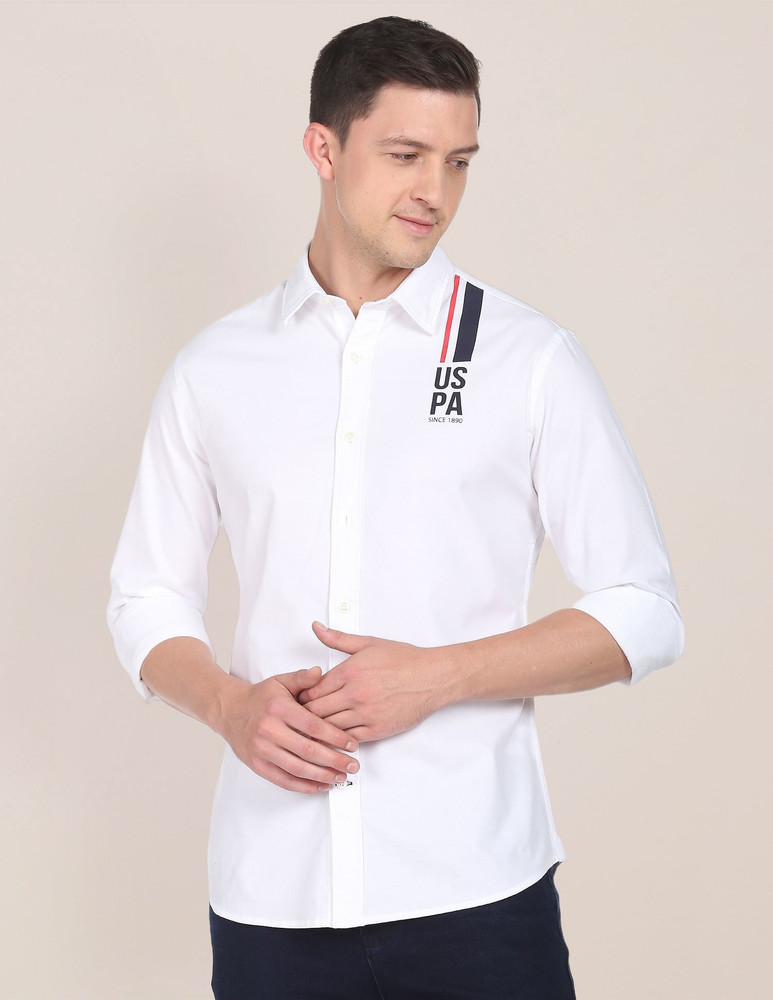 U.S. POLO ASSN. Men Printed Formal White Shirt Buy U.S. POLO