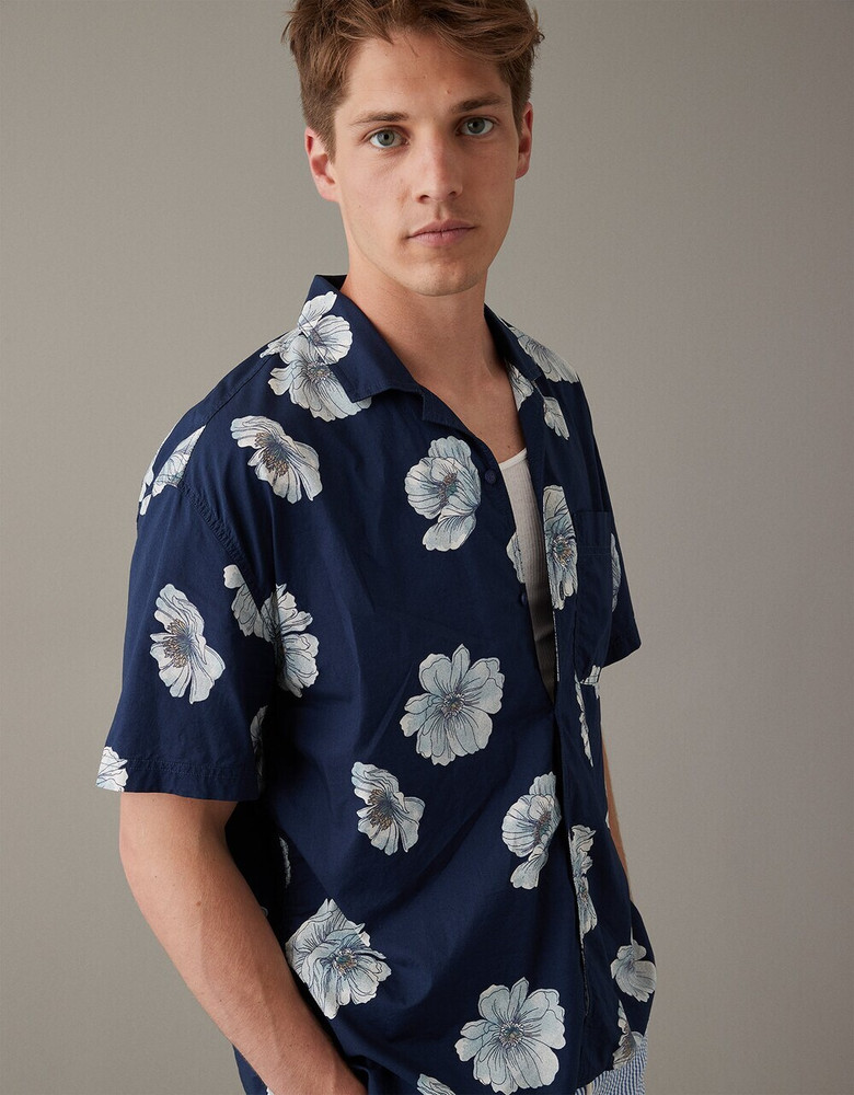 American Eagle Men Printed Casual Dark Blue Shirt Buy American