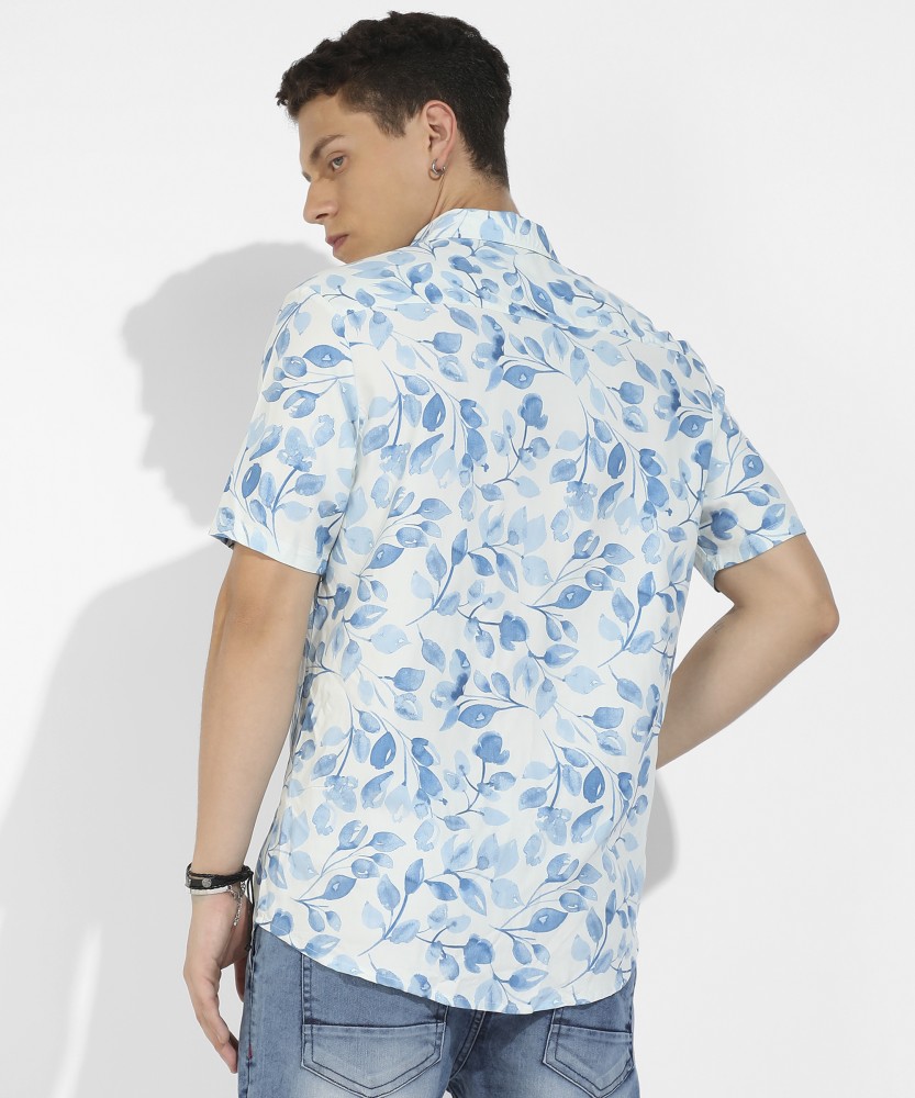 CAMPUS SUTRA Men Printed Casual White, Blue Shirt - Buy CAMPUS