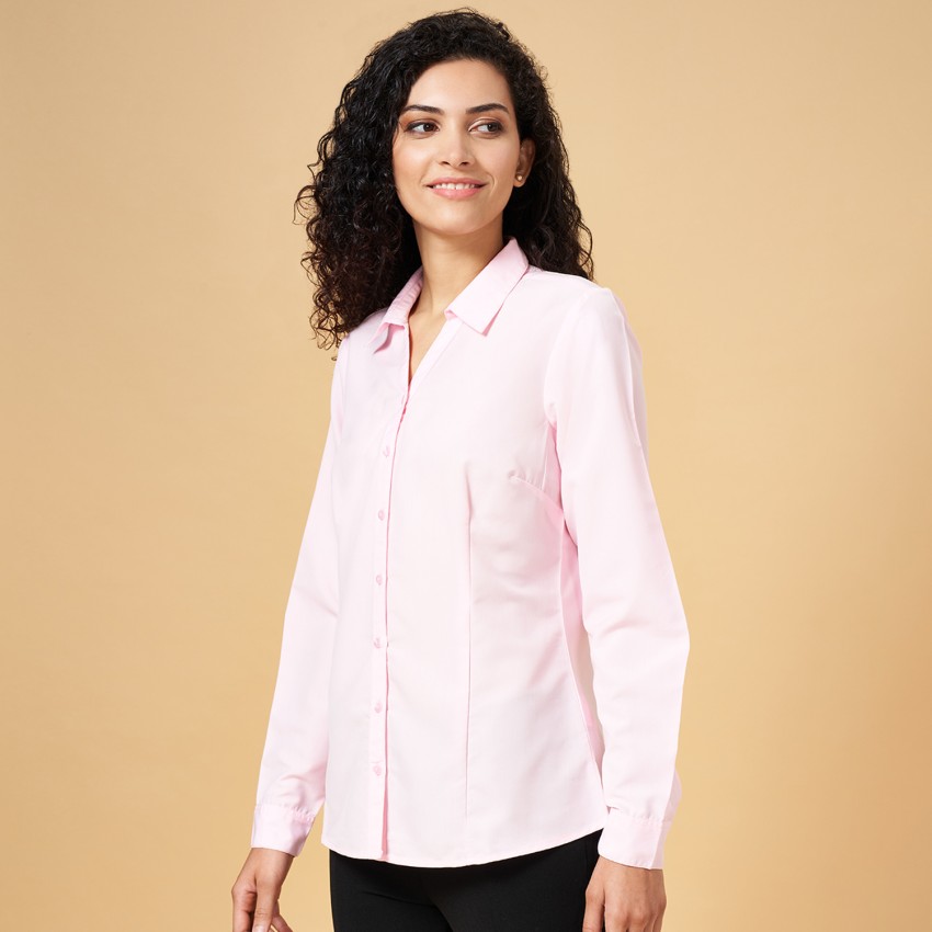 YU by Pantaloons Women Solid Casual Pink Shirt - Buy YU by Pantaloons Women  Solid Casual Pink Shirt Online at Best Prices in India