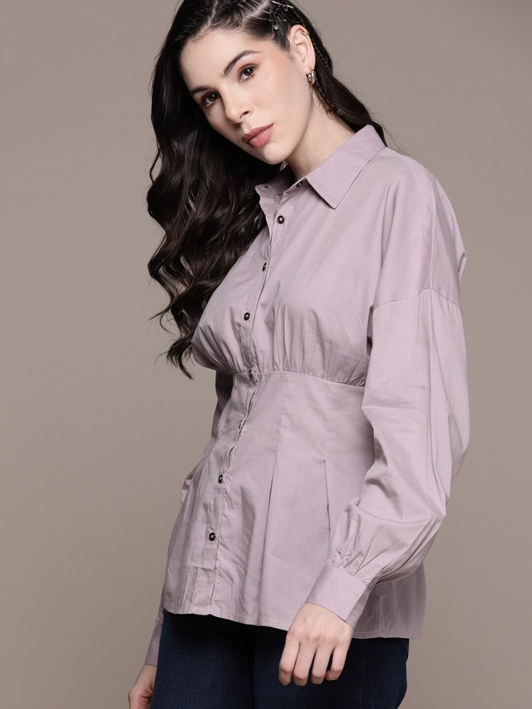 Roadster Women Solid Casual Purple Shirt - Buy Roadster Women Solid Casual  Purple Shirt Online at Best Prices in India