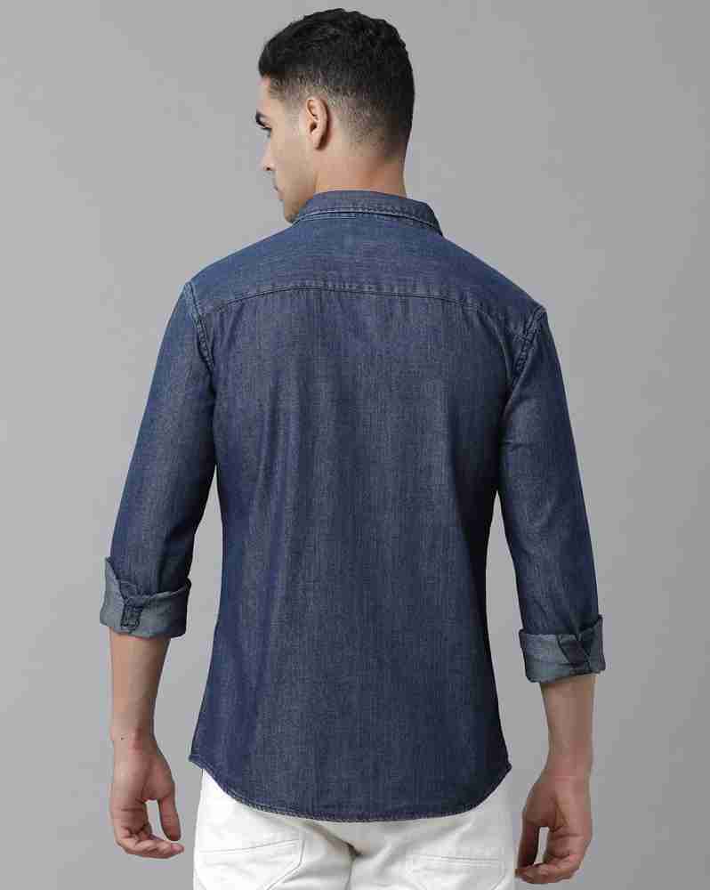 YOVISH Men Washed Casual Blue Shirt - Buy YOVISH Men Washed Casual Blue  Shirt Online at Best Prices in India