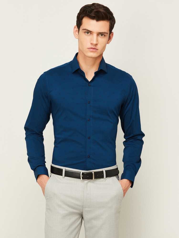 Blue Shirt And Black Pant Combination Men