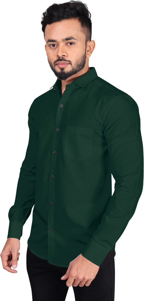 Maha arjun men best sale solid formal green shirt
