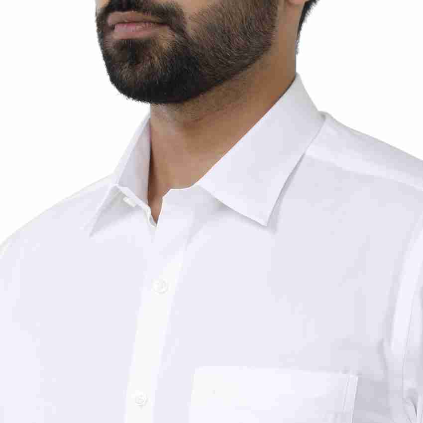 Uathayam Classic Mono Cotton Formal White Shirt For Men