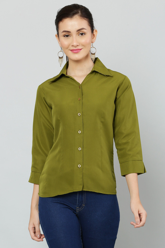 Green dress shirts top for ladies