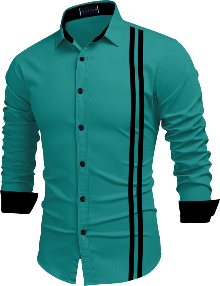 FINIVO FASHION Men Striped Casual Light Green Shirt Buy FINIVO