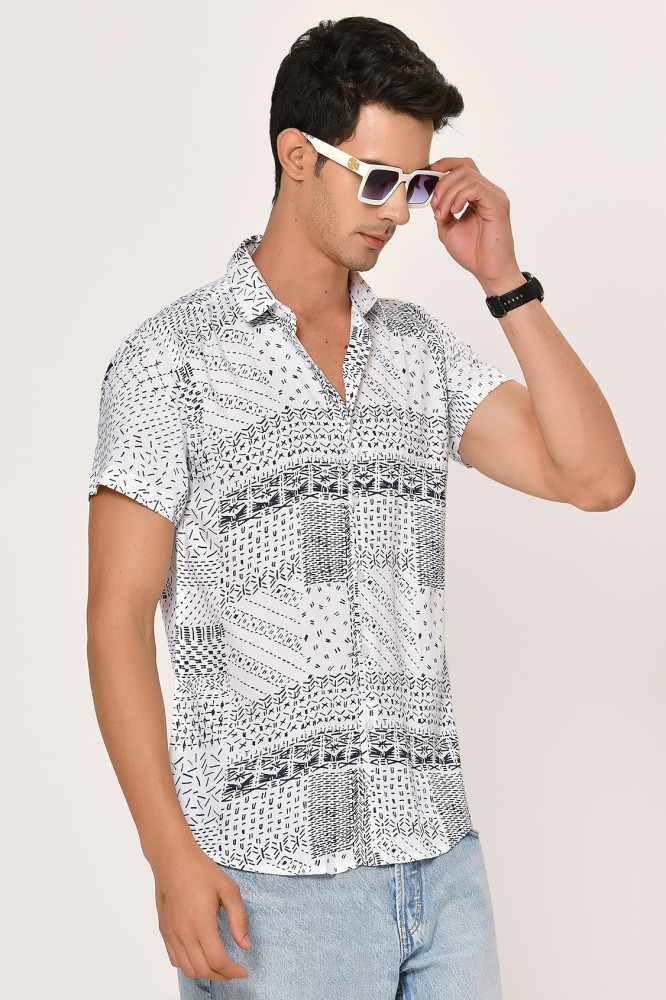 berche Men Printed Casual White, Black Shirt - Buy berche Men Printed  Casual White, Black Shirt Online at Best Prices in India