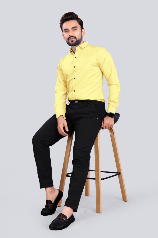 EMTY FASHION Men Solid Casual Yellow Shirt - Buy EMTY FASHION Men Solid  Casual Yellow Shirt Online at Best Prices in India 