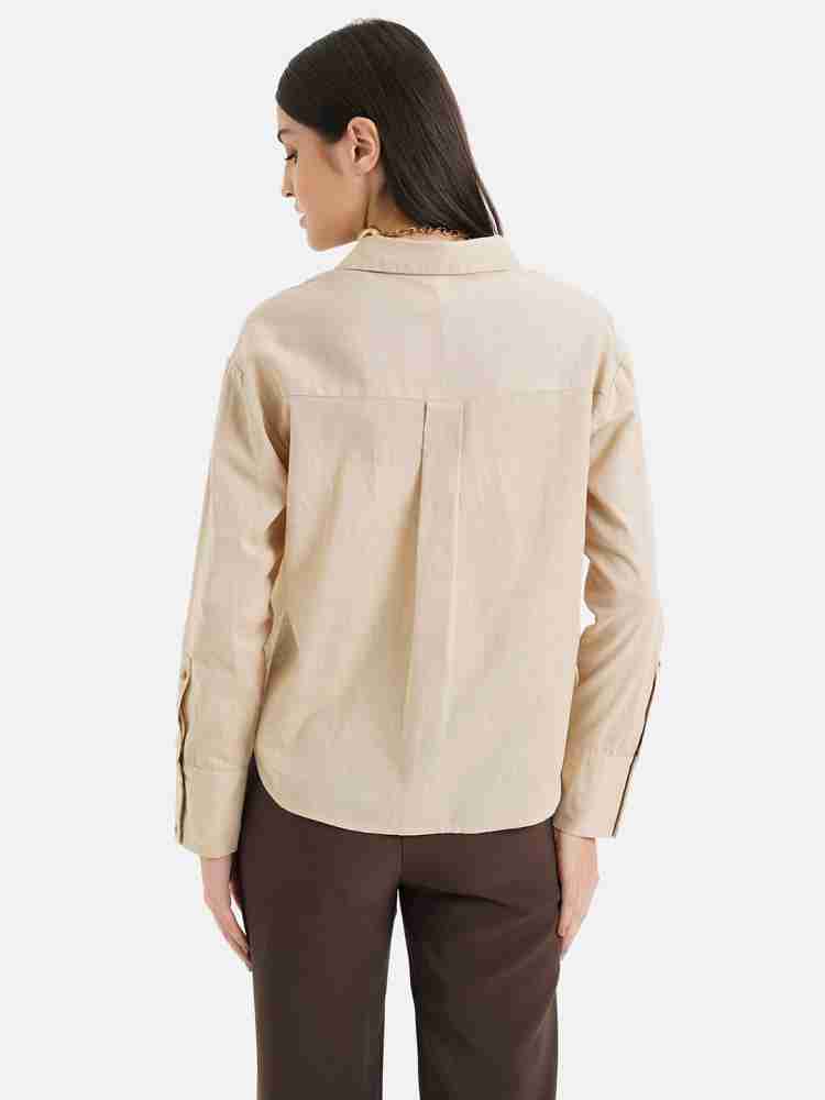 KAZO Women Embellished Casual Beige Shirt - Buy KAZO Women Embellished  Casual Beige Shirt Online at Best Prices in India