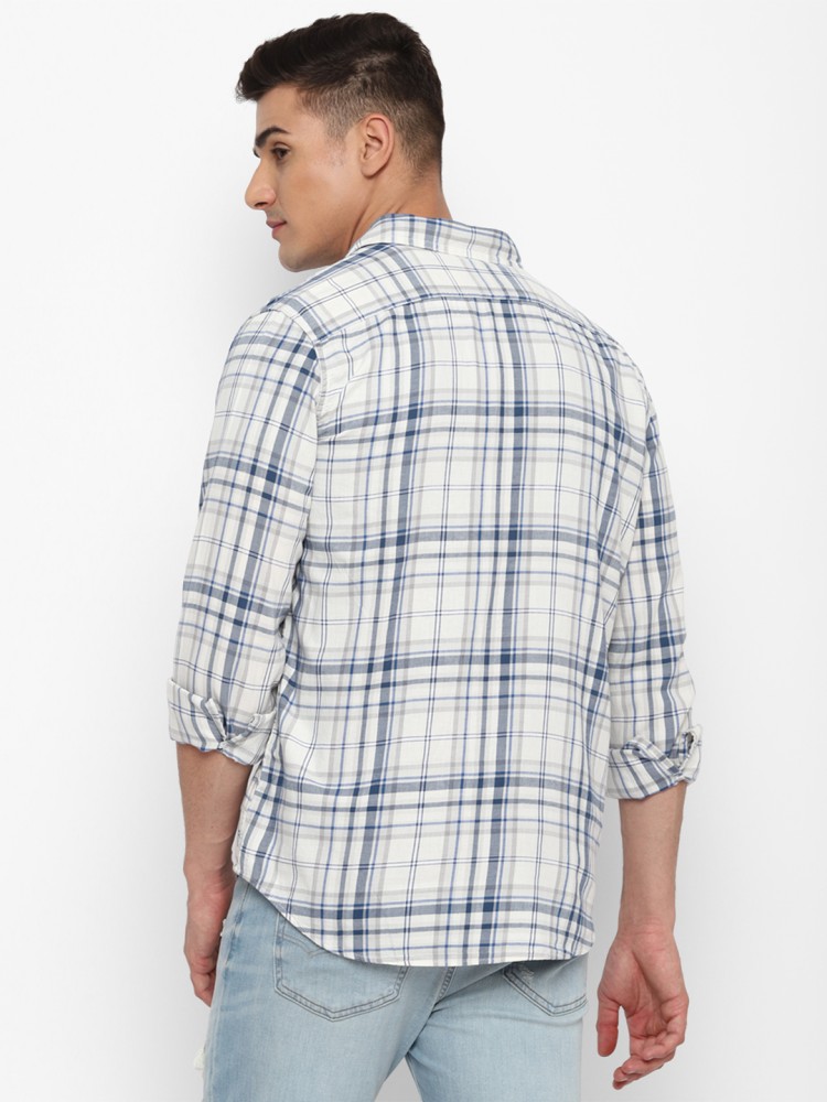 Buy American Eagle Outfitters Blue Cotton Regular Fit Checks