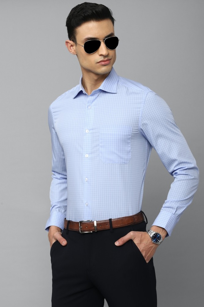 Buy Louis Philippe Blue Cotton Slim Fit Checks Shirts for Mens