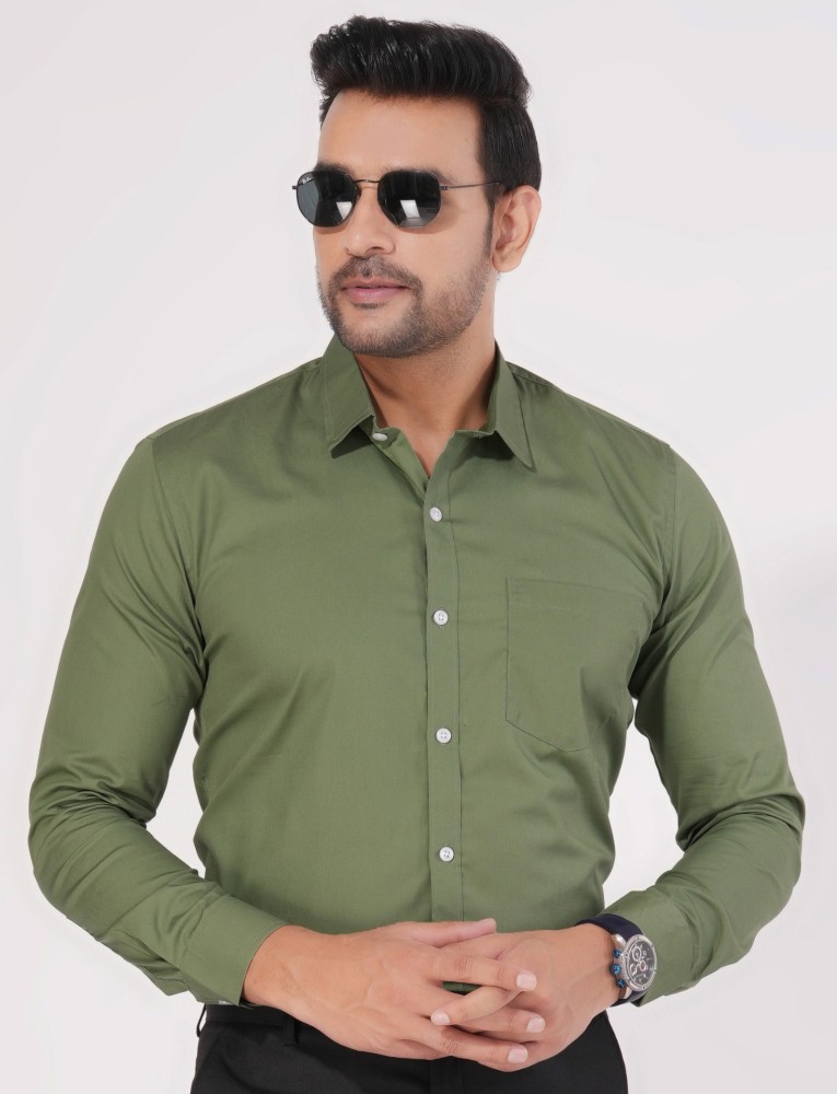 Olive Solid color Shirt | A-82