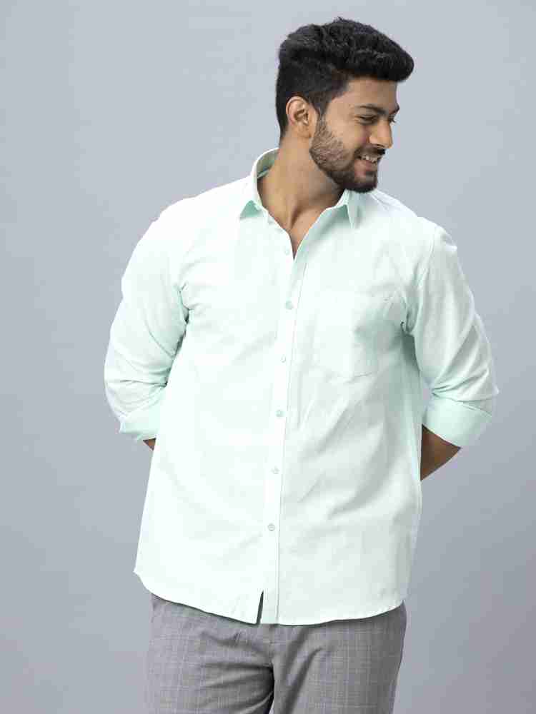 Ramraj Cotton Men Solid Casual Green Shirt - Buy Ramraj Cotton Men Solid  Casual Green Shirt Online at Best Prices in India