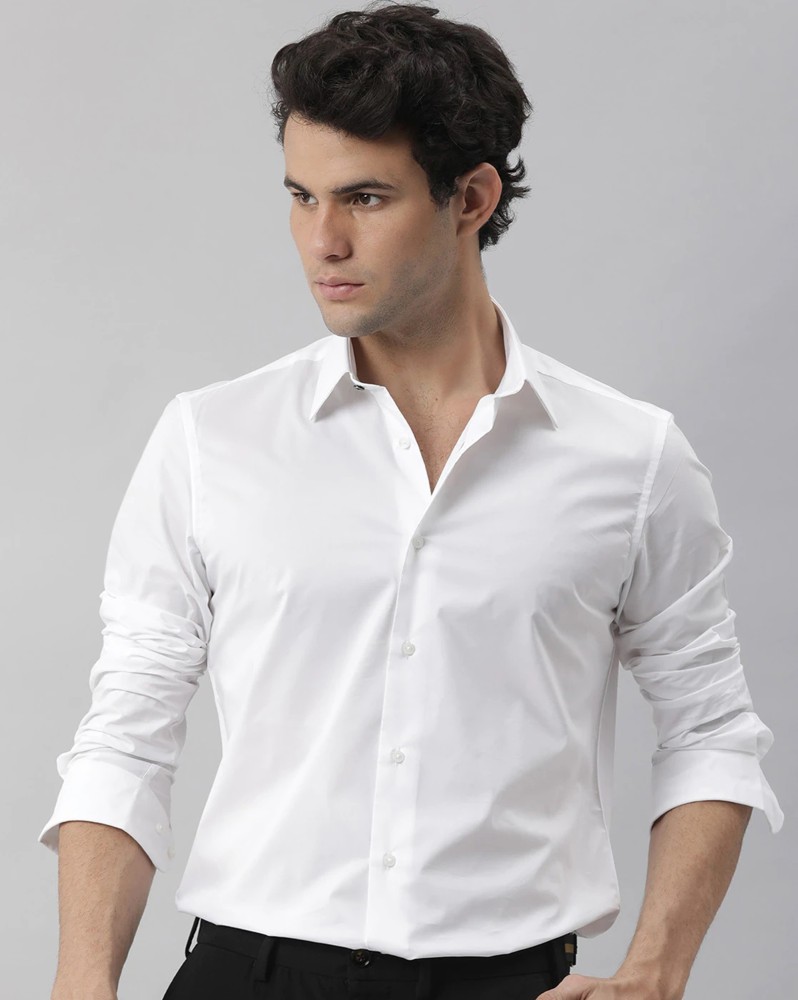 FUBAR Men Solid Formal White Shirt - Buy FUBAR Men Solid Formal