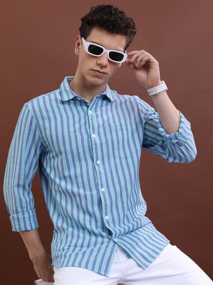 HIGHLANDER Men Striped Casual Light Blue, Blue Shirt - Buy HIGHLANDER Men  Striped Casual Light Blue, Blue Shirt Online at Best Prices in India