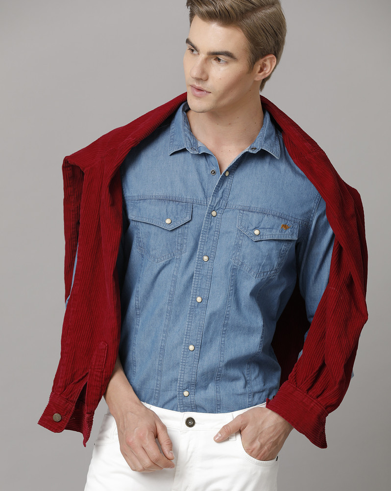 Details more than 130 red denim shirt men latest noithatsi.vn