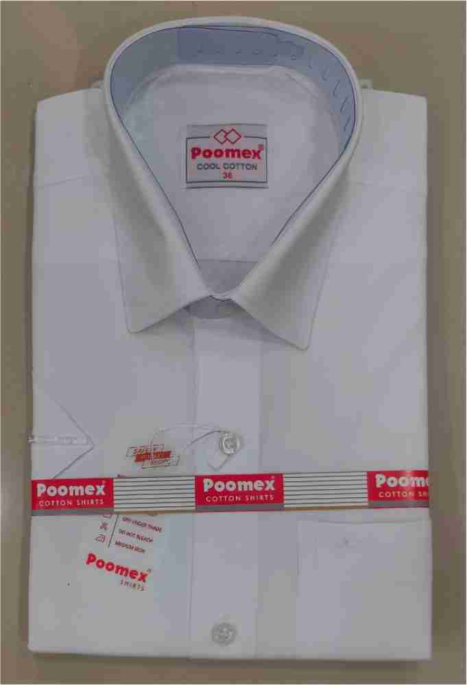 Poomex Men Solid Casual White Shirt - Buy Poomex Men Solid Casual