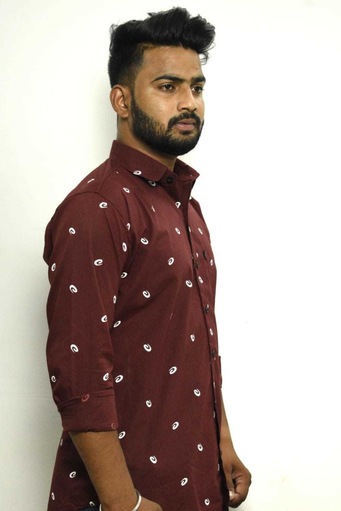 maroon printed shirt