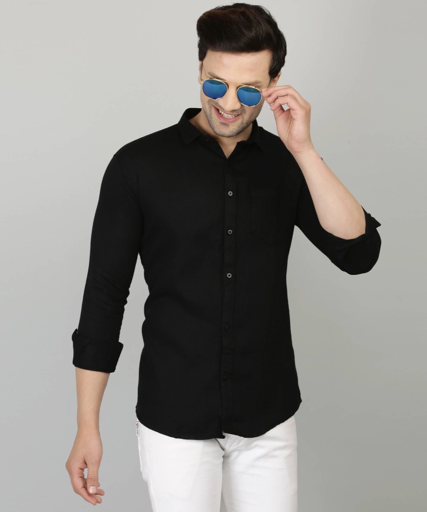 Plain black shop shirt online