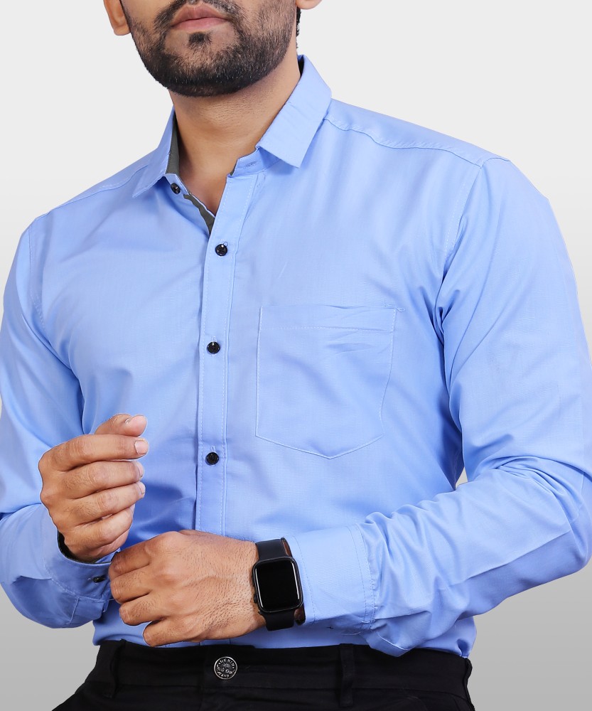 VeBNoR Men Solid Casual Light Blue Shirt - Buy VeBNoR Men Solid Casual  Light Blue Shirt Online at Best Prices in India