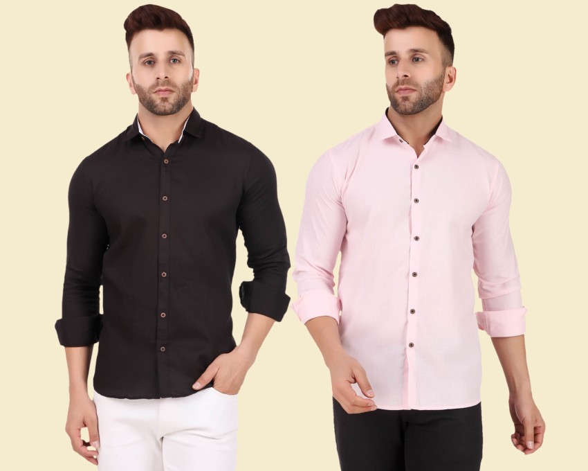 Buy Plus91 Men Solid Casual Pink Shirt Online at Best Prices in