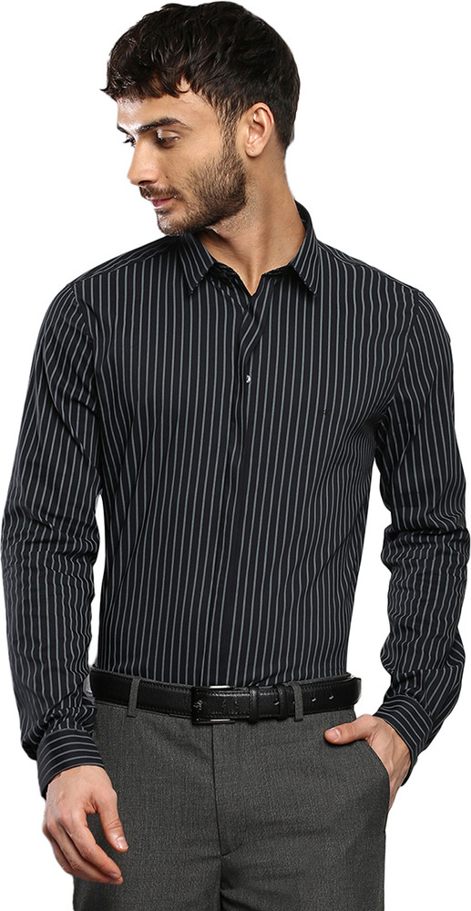 Calvin klein black and white striped shirt clearance