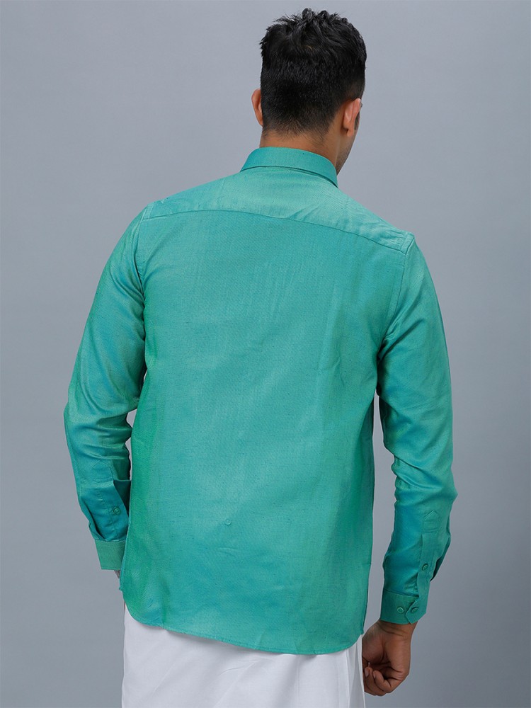 Ramraj Cotton Men Solid Casual Green Shirt - Buy Ramraj Cotton Men