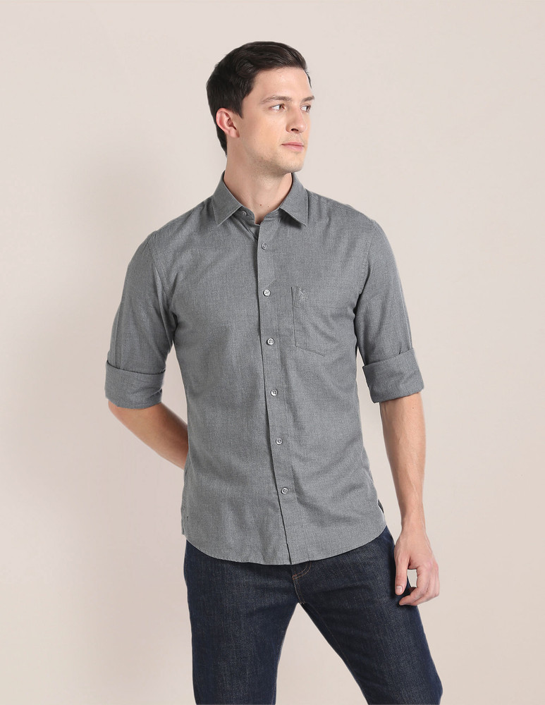 Mens grey button down dress shirt hotsell