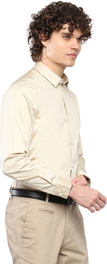 Calvin Klein Jeans Men Solid Casual Cream Shirt - Buy Calvin Klein