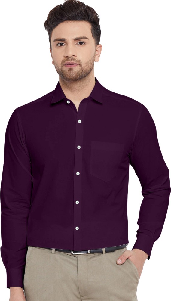 Men Purple Slim Fit Solid Full Sleeves Formal Shirt