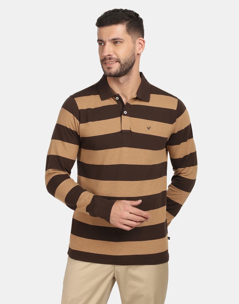 Blackberrys Striped Men Polo Neck Brown T Shirt Buy Blackberrys