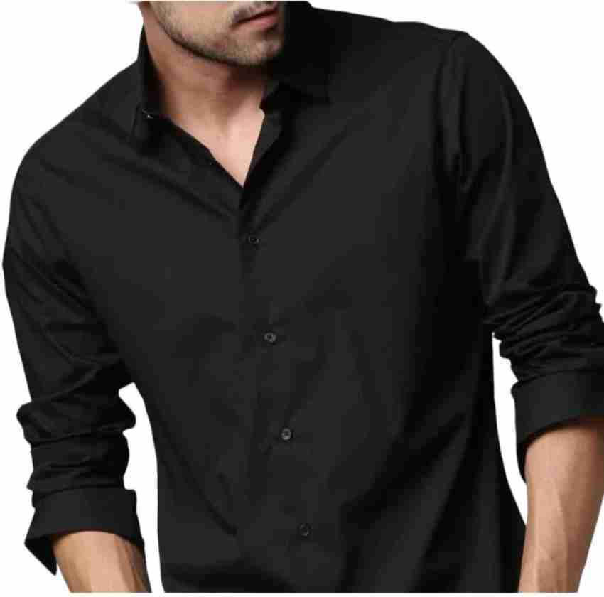 UV FASHION Men Solid Casual Black Shirt - Buy UV FASHION Men Solid