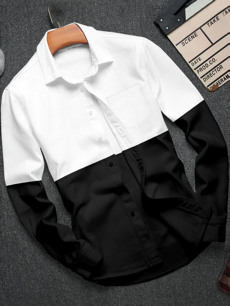 Half black deals half white shirt