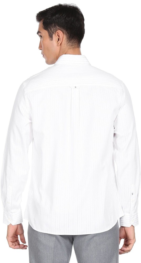 Calvin Klein Jeans Men Striped Casual White Shirt - Buy Calvin Klein Jeans  Men Striped Casual White Shirt Online at Best Prices in India