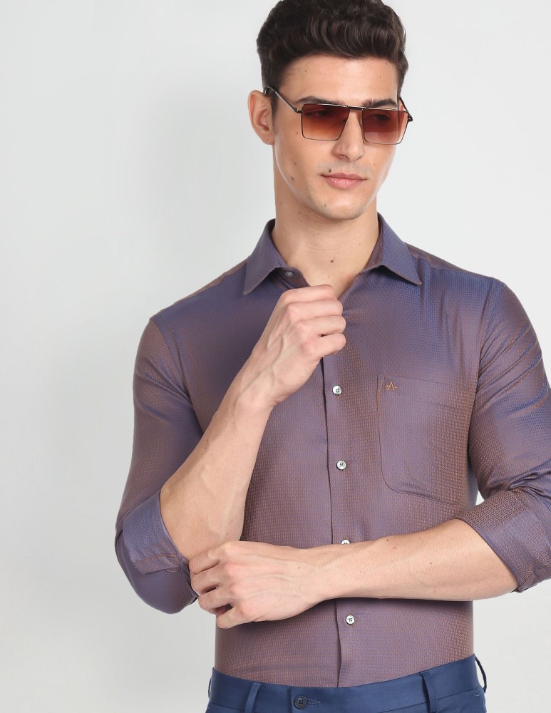 Buy Men Purple Classic Fit Print Full Sleeves Formal Shirt Online