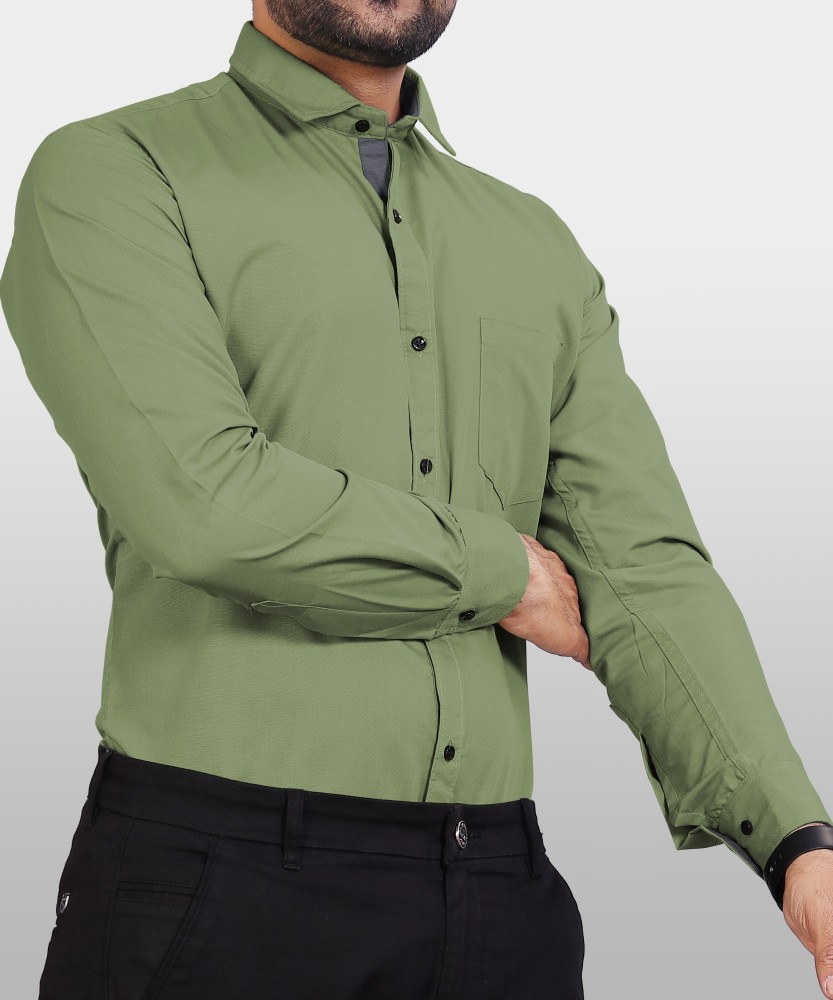 VeBNoR Men Solid Casual Light Green Shirt