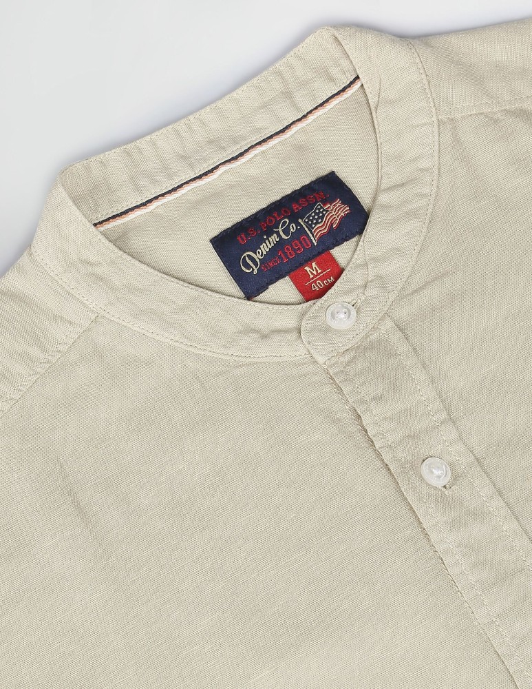 U.S. POLO ASSN. Men Solid Casual Beige Shirt - Buy U.S. POLO ASSN. Men  Solid Casual Beige Shirt Online at Best Prices in India