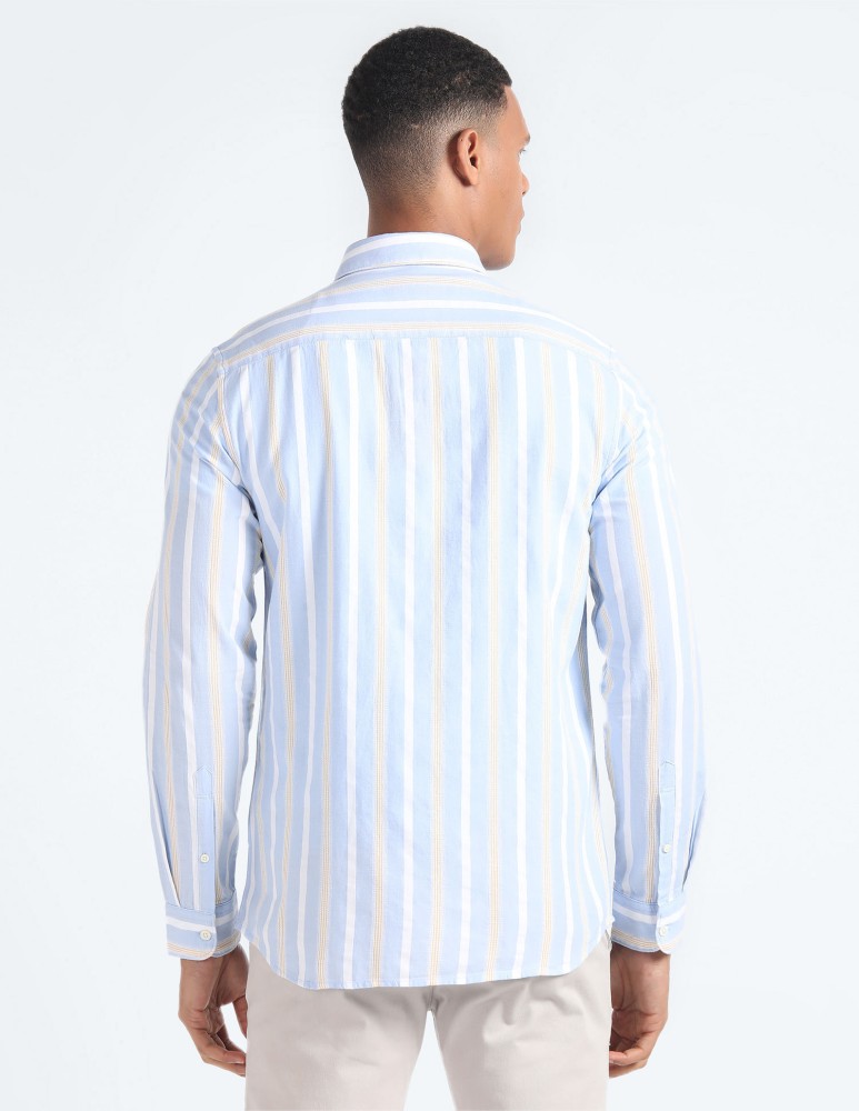 FLYING MACHINE Men Striped Casual Light Blue, White, Yellow Shirt - Buy  FLYING MACHINE Men Striped Casual Light Blue, White, Yellow Shirt Online at  Best Prices in India