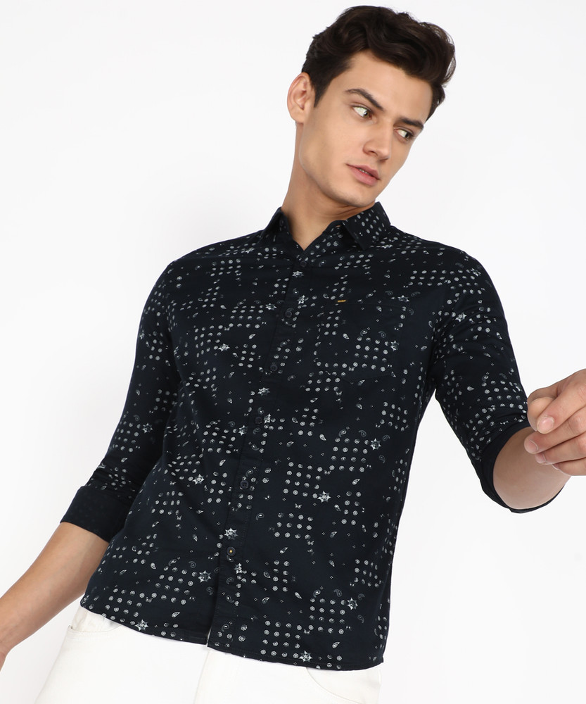Mens black and hot sale silver dress shirt