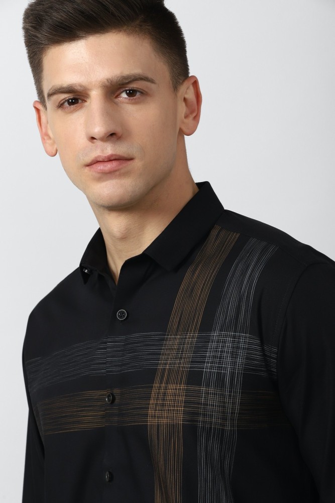 VAN HEUSEN Men Printed Casual Black Shirt - Buy VAN HEUSEN Men