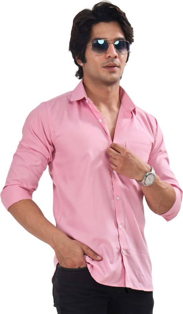 Buy D Kumar Men's Cotton Regular Fit Light Pink Solid / Plain Full