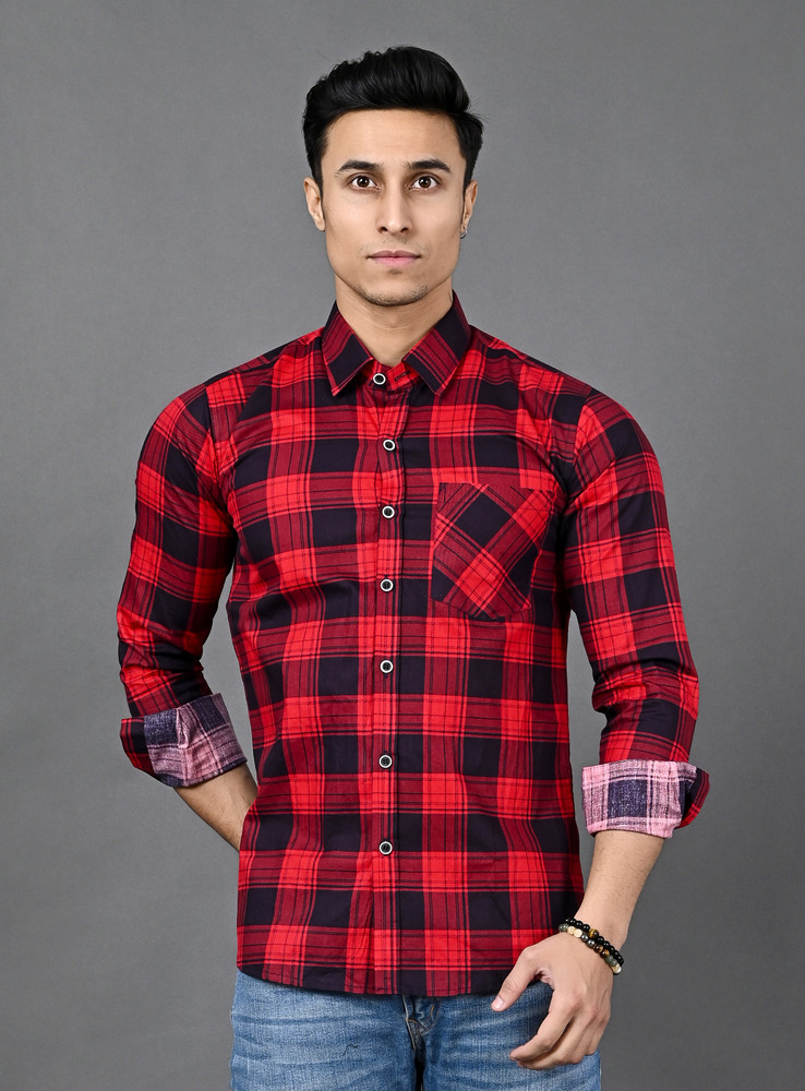 Black and red on sale checkered shirt