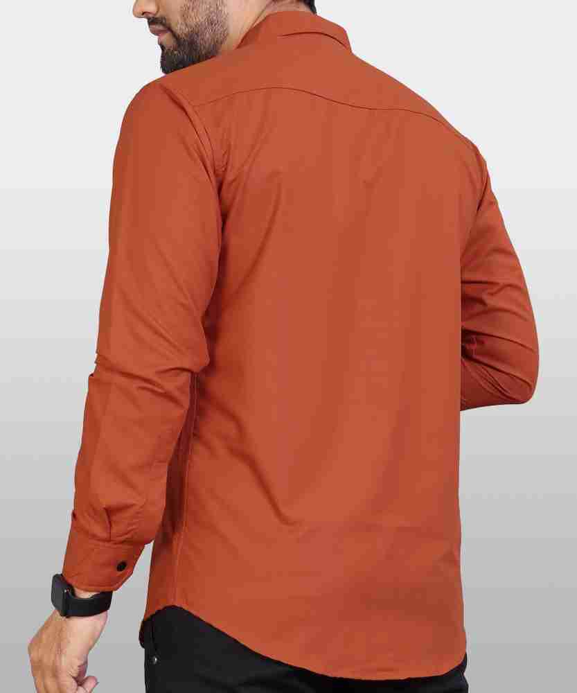 VeBNoR Men Solid Formal Orange Shirt Buy VeBNoR Men Solid Formal