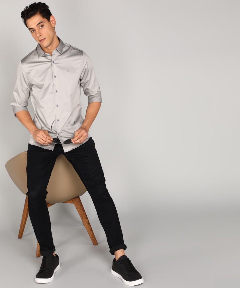 Calvin Klein Jeans Men Solid Casual Grey Shirt - Buy Calvin Klein